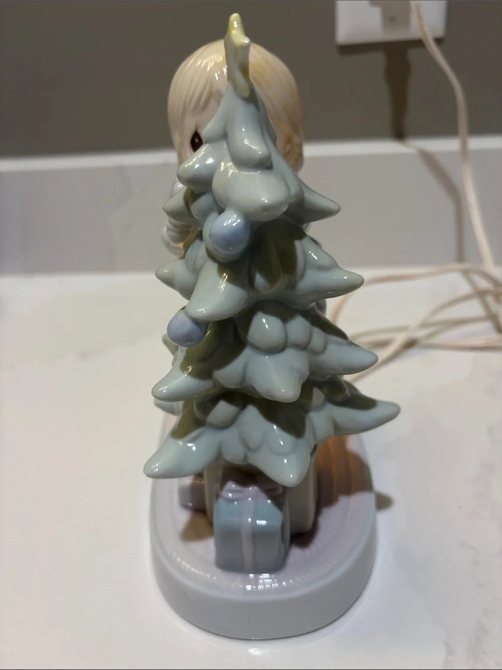 Precious Moments White Porcelain Girl with Christmas Tree Nightlight